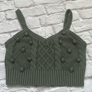 Green sweater knit tank top